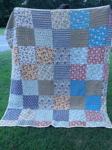 Old Hand Stitched Quilt 65 x 76: old quilt, hand stitched in good condition. Does have some normal stains or wear hear and there