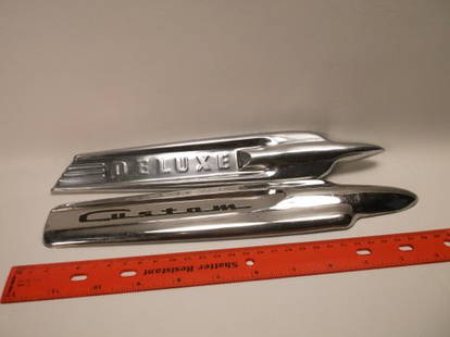 Antique Custom Deluxe Chrome Auto Side Badges: .