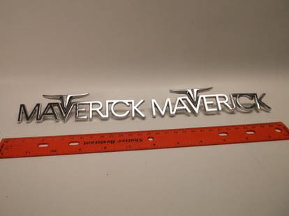 Vintage Maverick Auto Door Emblems: .