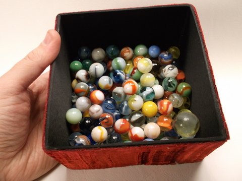 Box Full of Marbles Swirl Speckle Etc: you can have these shipped without the box for less