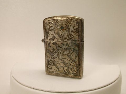 Old Sterling Silver Cigarette Lighter Case W Lighter: with zippo lighter