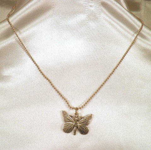 Sterling Silver Butterfly Pendant & Ball Chain Necklace: Stamped .925