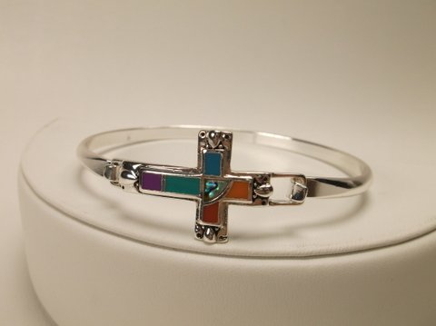 Nice Silver Abalone Cross Bracelet: .