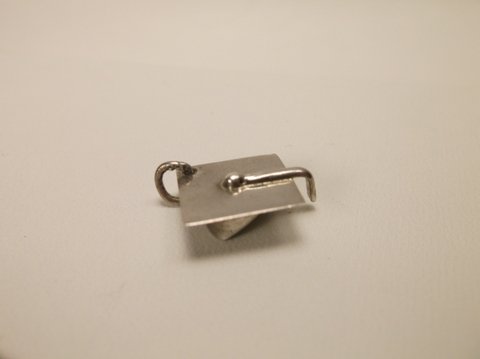 Sterling Silver Graduation Cap Pendant Charm: .