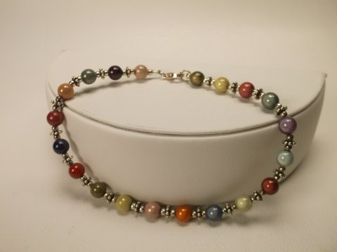 Nice Sterling Silver Gemstone Anklet: .