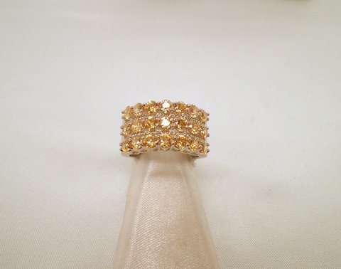 Stunning Lemon Citrine Wide Band Cocktail Ring Size 7: Stamped .925 - Rhodium Sealed