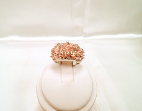 Orange Morganite Round Over Band Ring Size 7: Stamped .925 - Rhodium Sealed