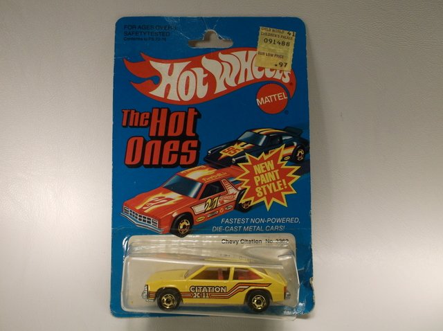 1981 Hot Wheels Chevy Citation 3362 MOC: Titled date is what appears on the back of the package