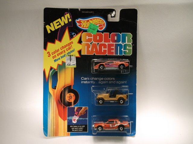 1987 Hot Wheels Color Racers Pack Jeep MOC: Titled date is what appears on the back of the package
