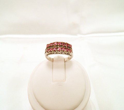 Gorgeous Sterling Double Row Ruby Ring Size 6.5: Stamped .925