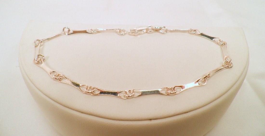 Stunning Sterling Silver Italian Link Anklet 9 Inches: Stamped .925