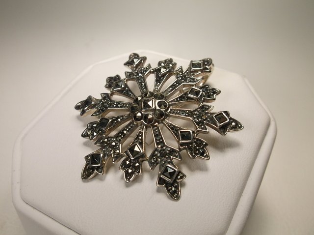 Nice Sterling Silver Marcasite Pendant: .