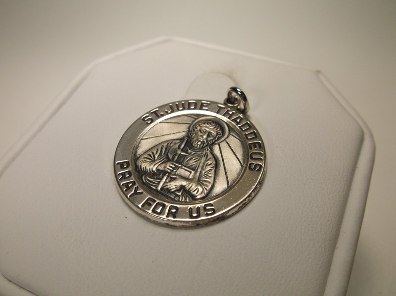Nice Heavy Sterling Silver St. Jude Pendant: .