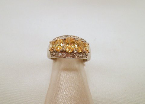 Very Nice Lemon Citrine & CZ Dome Ring Size 8: Stamped .925 & Sealed
