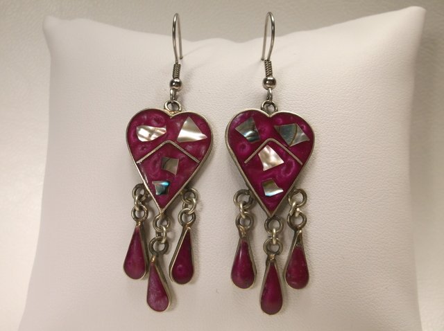 Nice Silver Abalone Inlay Earrings: .