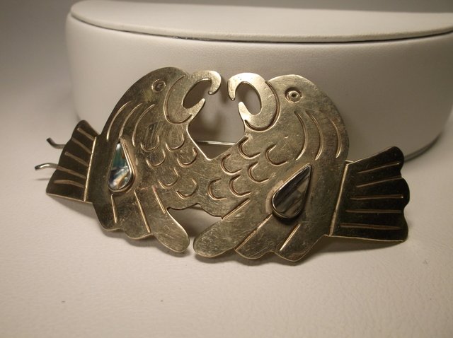 Nice Large Taxco Abalone Eagle Barrette: .