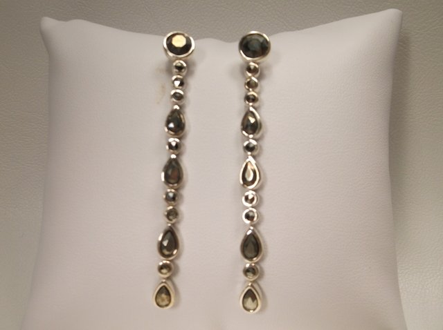 Nice Heavy Sterling Silver Marcasite Drop Earrings: .
