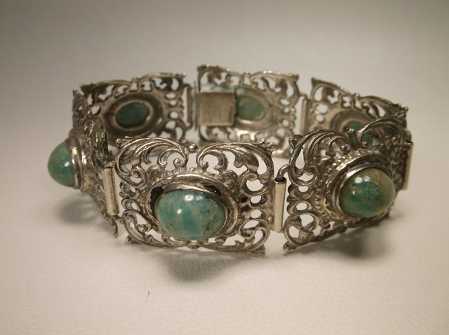 Antique Sterling Silver Carnelian Bracelet Nice: .