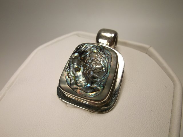 Very Nice Sterling Silver Abalone Pendant: .