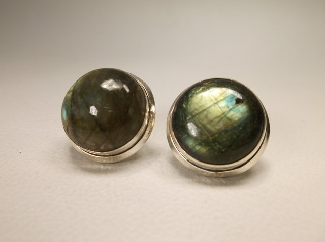Nice Chunky Sterling Silver Abalone Earrings: .