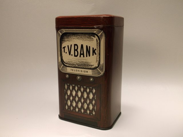 Nice Antique Tin Litho Television Bank: .