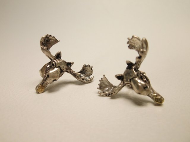 Nice Sterling Silver Moose Earrings: .
