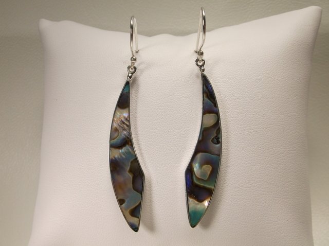 Beautiful Sterling Silver Large Abalone Earrings: .