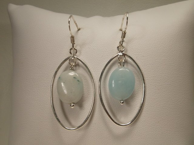 Beautiful Sterling Silver Amazonite Earrings: .