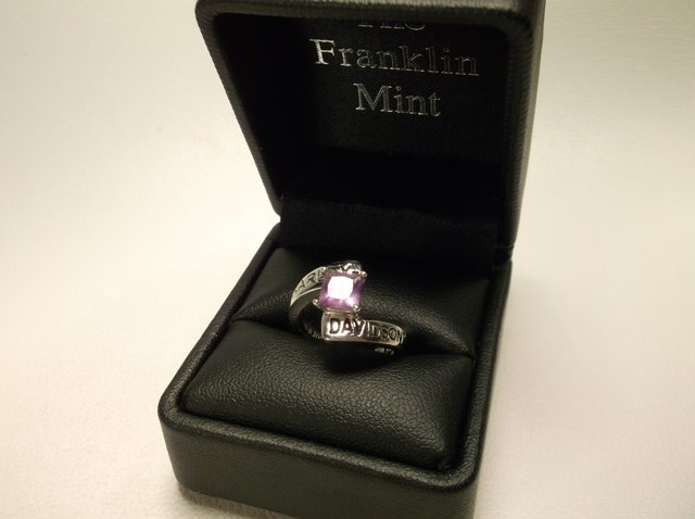 Beaut Sterling Silver Harley Davidson Ring 7 Amethyst: with amethyst by the franklin mint