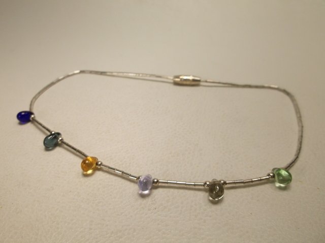 Nice Sterling Silver Gemstone Anklet: .