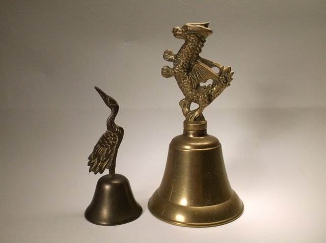 Nice Oriental Dragon & Crane Brass Bells: .