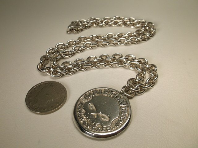 Super Heavy Sterling Silver Harley Davidson Necklace: super super heavy, genuine harley davidson, 19 inch chain
