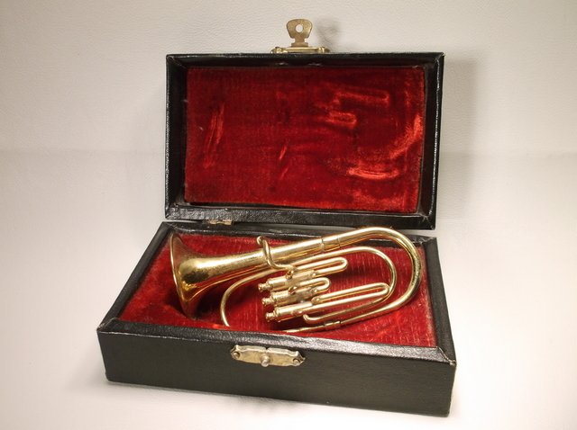 Miniature Brass Trumpet In Box Nice: .