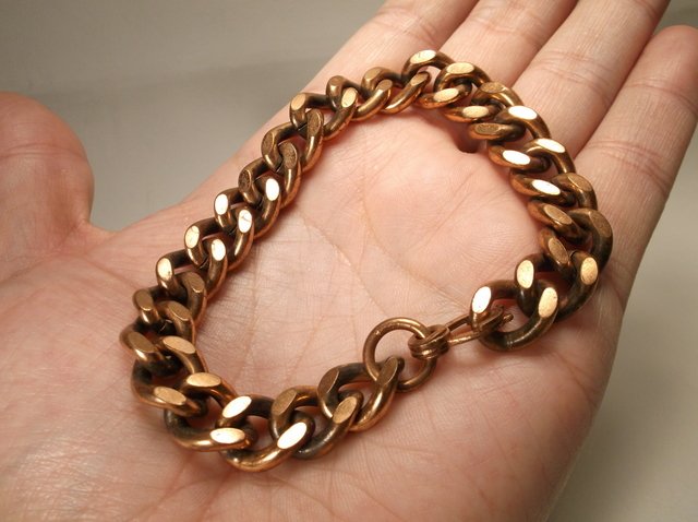 Large Mens Solid Copper Chain Bracelet (1 of 1)