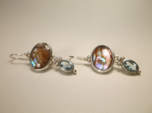 Gorgeous Sterling Silver Topaz Abalone Earrings (1 of 1)