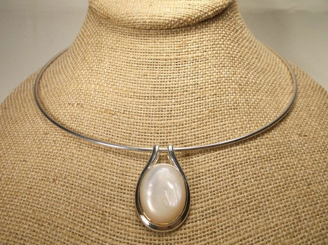 Beautiful Heavy Sterling Silver MOP Necklace (1 of 1)