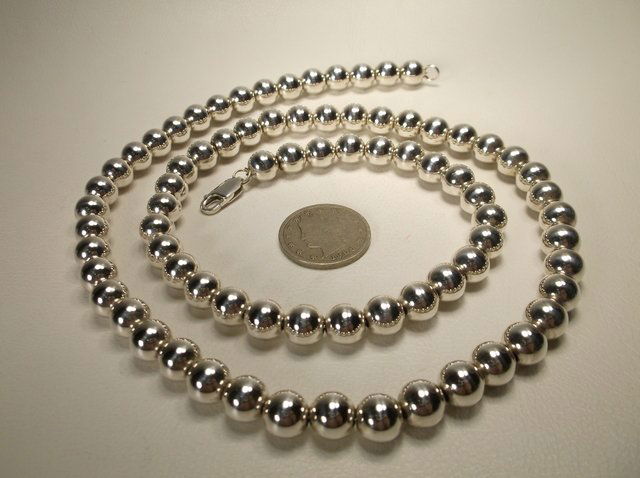 Huge 25" Sterling Silver Super heavy Ball Necklace Nice (1 of 1)
