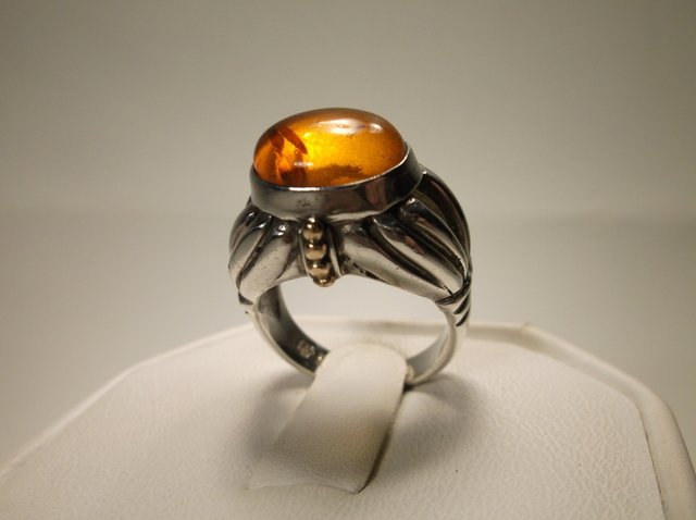 Beautiful 14kt Gold Sterling Silver Amber Ring 6.5 (1 of 3)