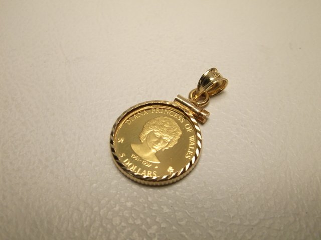 Gorg .999 Fine 24kt Gold Princess Diana Coin Pendant (1 of 2)