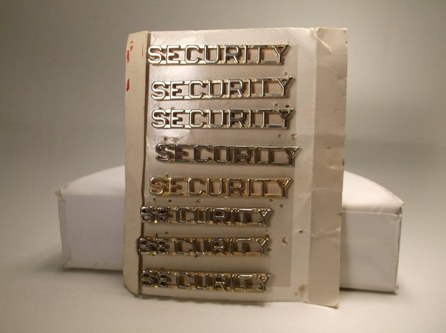 Vintage Security Guard Badge Pins On Card: .