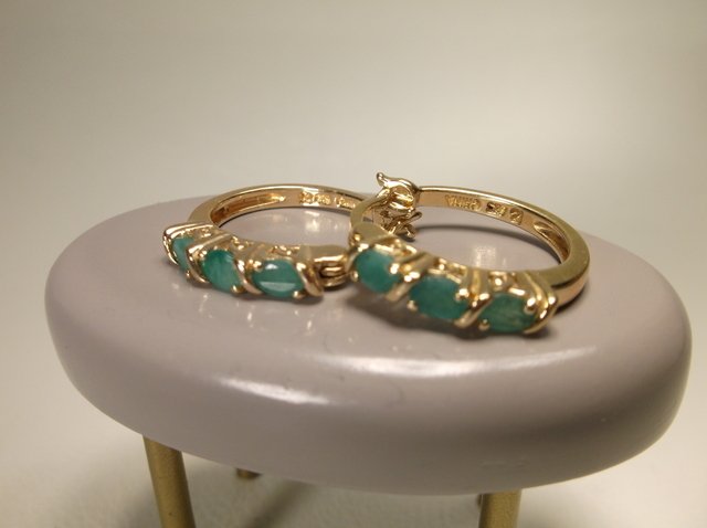 Beautiful Gold Over Sterling Emerald Earrings (1 of 1)