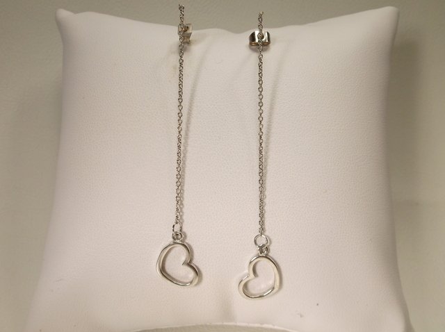 Nice Sterling Silver Heart Drop Earrings (1 of 1)
