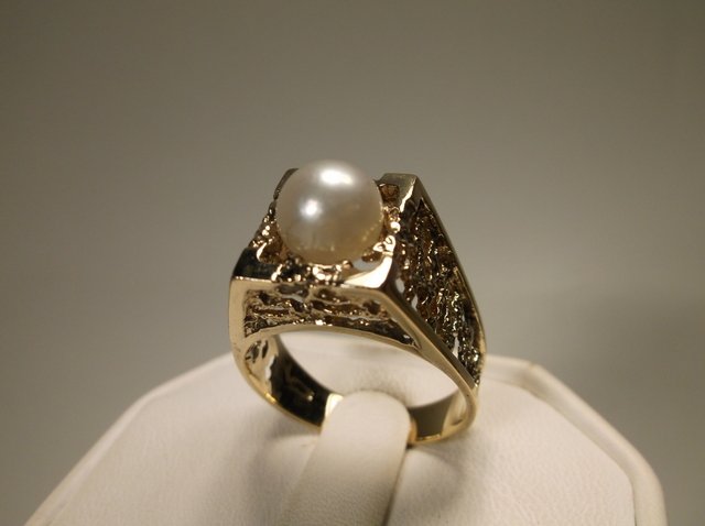 Beautiful Antique Sterling Silver Mens Pearl Ring 10 (1 of 1)