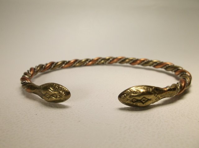 Beautiful Snake Copper Brass Bracelet Signed (1 of 1)