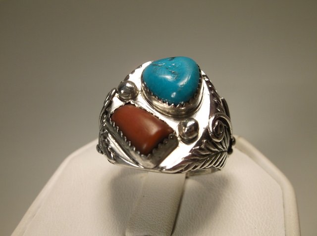 Huge Sterling Silver Navajo Turq Mens Ring 11: gorgeous ring