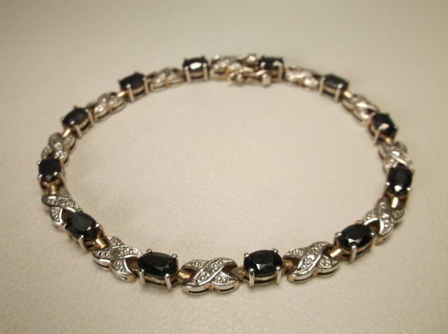 Sterling Silver Gen Diamond & Sapphire Bracelet (1 of 1)