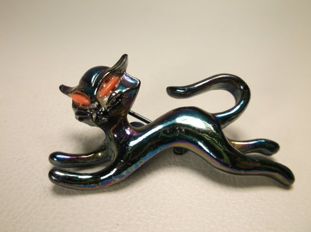 Stunning Antique Carnival Cat Brooch (1 of 1)