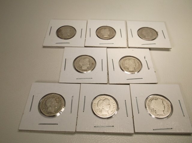 8 US Silver Barber Dime Lot (1 of 1)