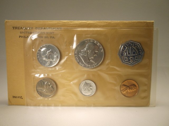 1961 US Silver Proof Mint Coin Set Franklin Half More (1 of 1)