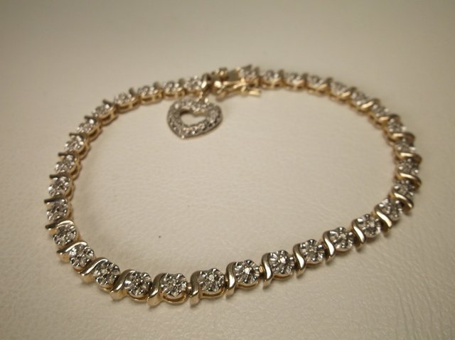 Gold Over Sterling Genuine Diamond Bracelet (1 of 1)